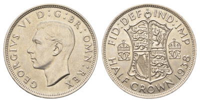 Великобритания 1/2 кроны 1938 Георг VI (1936-1952) KM 856, Spink 4080 серебро aUNC 270-314