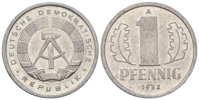 ГДР 1 пфенниг 1982 А KM 8.2 алюминий 4623-441