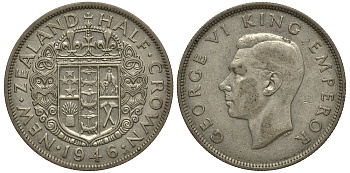 Новая Зеландия 1/2 кроны 1946 Георг VI (1936-1952) KM 11 серебро 272-1121