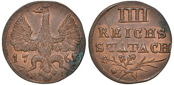 Ахен 4 геллера 1767 KM 52 медь aUNC 1531-1025