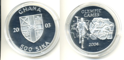 ГАНА 500 СИКА 2003 ОЛИМПИАДА 2004 серебро PROOF 06-039-34