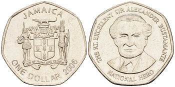 Ямайка 1 доллар 2006 Александр Бустаманте KM 164 никелированная сталь 4588-1034