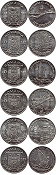 Румыния набор из 6 монет 1996 XXVI Олимпийские игры 1996 в Аталанте, виды спорта KM 120, 121, 122, 123, 124, 125 сталь плакированная никелем  UNC  N5-15