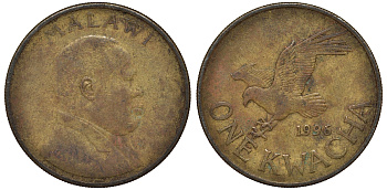 Малави 1 квача 1996 орел KM 28 сталь плакированная латунью 4162-324