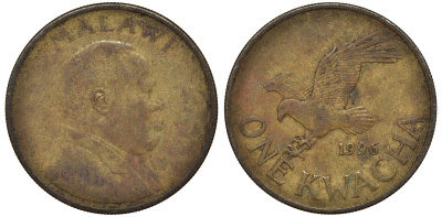 Малави 1 квача 1996 орел KM 28 сталь плакированная латунью 4162-324