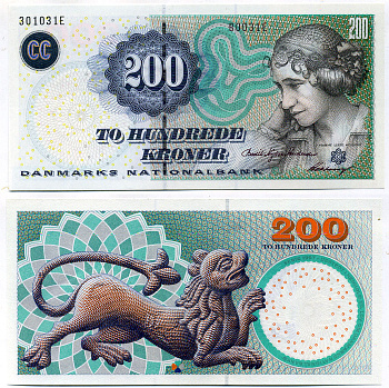 Дания 200 крон 2003-2007 Pick 62 бумага UNC (пресс) 000-00-00