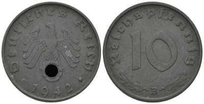 Германия 10 рейхспфеннигов 1942 B KM 101, J. 371 цинк    4589-1233