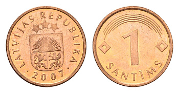 Латвия 1 сантим 2007 KM 15 сталь плакированная медью UNC 4689-865