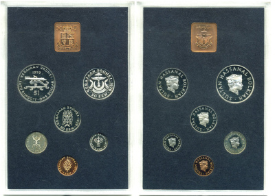 Бруней набор из 6 монет + жетон монетного двора 1979 в оригинальной пластиковой упаковке, с сертификатом, тираж 10000 KM PS1 PROOF 2-5-2-38