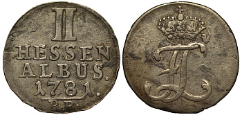 Гессен-Кассель 2 альбуса 1781 ВR KM 511 серебро 1515-2012