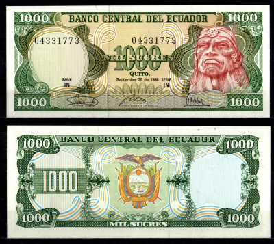 Эквадор 1000 сукре 1986 Pick 125 a 1986 (6) бумага UNC (пресс) 7191-60-2-2