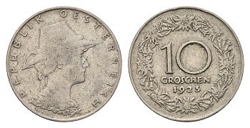 Австрия 10 грошей 1925 KM 2838 медно-никель 4702-143