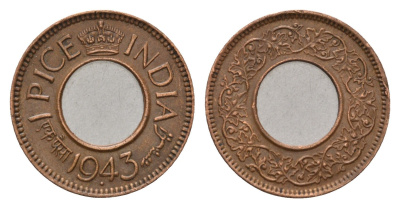 Британская Индия 1 пайс 1943 Георг VI (1936-1952) KM 533 бронза 4689-1262