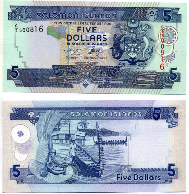 Соломоновы острова 5 долларов 2006 Pick 26(1) бумага UNC (пресс) 7547-5-2-2