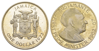 Ямайка 1 доллар 1973 KM 57 медно-никель PROOF 1079-2-64