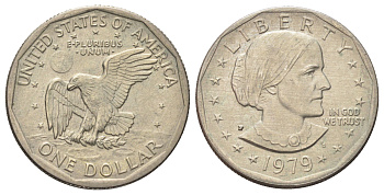 США 1 доллар 1979 P, Сьюзен Энтони KM 207 медь плакированная медно-никелем aUNC 4666-936