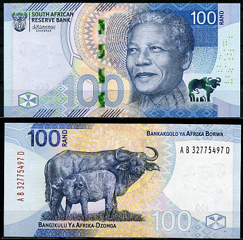 ЮАР 100 рандов ND (2023) Нельсон Мандела, мыс буйволов Pick 151  бумага  UNC (пресс) 448-165-3
