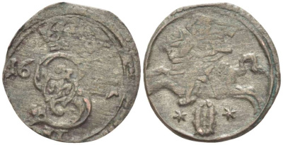 Великое княжество Литовское 2 денария 1621 Сигизмунд III (1587-1632), вес 0,55 гр. KM 15.3 серебро 1517-122