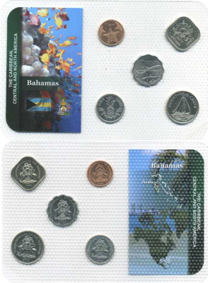 БАГАМСКИЕ ОСТРОВА НАБОР ИЗ 5 МОНЕТ 1992-2007 В ЗАПАЙКЕ UNC 3-6-4-25