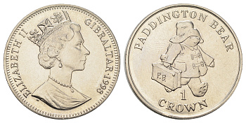 Гибралтар 1 крона 1998 Медведь Паддингтон KM 682 медно-никель BU 1524-1935