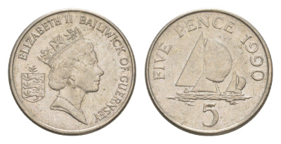 Гернси 5 пенсов 1990 KM 42.2 медно-никель 4115-262