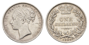 Великобритания 1 шиллинг 1880 Виктория (1837-1901) KM 734.4, Spink 3907 серебро 443-415