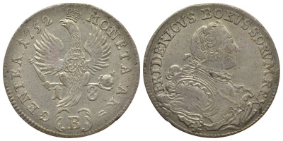 Силезия 18 крейцеров 1752 B KM 32.1 серебро 00-810-72