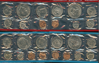 США официальные наборы из 13 монет 1973 D, P, Джон Кеннеди, Эйзенхауэр, лунный орел KM MS 133   UNC  8-2-03-24