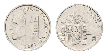 Испания 1 песета 1996 Хуан Карлос I (1975-2014) KM 832 алюминий 187-1127