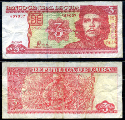 Куба 3 песо 2004 Че Гевара, Че Гевара рубит сахарный тростник Pick 127 a бумага 6294-22-3-1