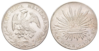 Мексика 8 реалов 1893 KM 377.8 серебро 00-901-30