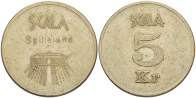 ЕВРОПА ЖЕТОН ИГРОВОЙ ND 5 КРОН, SPILLELAND SCALA белый металл 4545-123