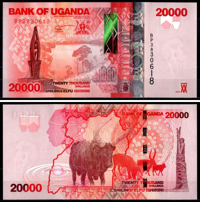 Уганда 20000 шиллингов 2019 Pick 53 бумага UNC (прес) 401-62-3-2