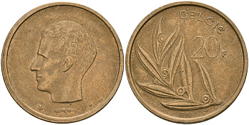 Бельгия 20 франков 1981 Belgie, Бодуэн I (1951-1993) KM 160 никель бронза 4165-332