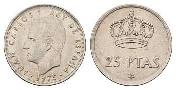 Испания 25 песет 1975 (79) M, Хуан Карлос I (1975-2014) KM 808 медно-никель 4633-544