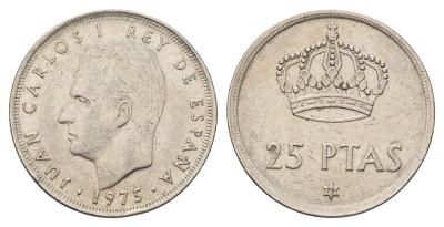 Испания 25 песет 1975 (79) M, Хуан Карлос I (1975-2014) KM 808 медно-никель 4633-544