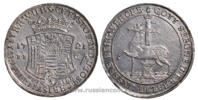 Штольберг 2/3 талера 1721 Dav. 997, Friederich 1611 серебро aUNC 00-804-68