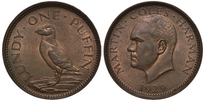 Остров Ланди 1 паффин 1929 Мартин Колес Харман KM Tn 2, Seaby 7850 бронза UNC 1525-833