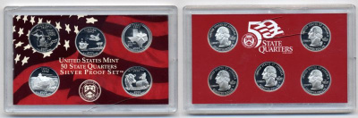 США 5 х 25 центов 2004 серия штаты США, в оригинальной коробке серебро PROOF 6-5-1-09