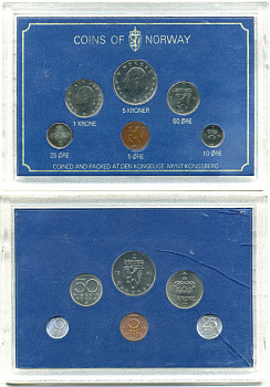 Норвегия набор из 6 монет 1980 Улаф V, в пластике KM MS 35 UNC 06-081-4