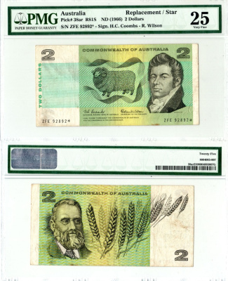 Австралия 2 долларa ND (1966) в холдере компании PMG. Сохранность -25, серия замещения ZSB Джон Макартур, овца, Уильям Фаррер, пшеница Pick 38 ar бумага 452-3-08