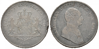 Бавария 1 талер 1808 Максимилиан I Иосиф (1799-1806-1825) Thun 43, AKS 48 серебро 00-809-14