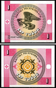Киргизия 1 тыин 1993 Pick 1а бумага UNC (пресс) 6293-45-1-1