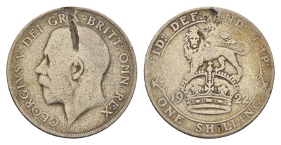 Великобритания 1 шиллинг 1922 Георг V (1910-1936) KM 816a, Spink 4023 серебро 181-143