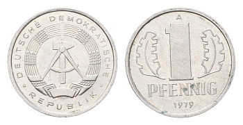 ГДР 1 пфенниг 1979 KM 8.2 алюминий aUNC 4685-1148