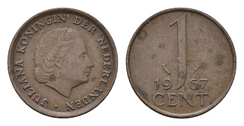 Нидерланды 1 цент 1967 Юлиана (1948-1980) KM 180 бронза 4611-1218