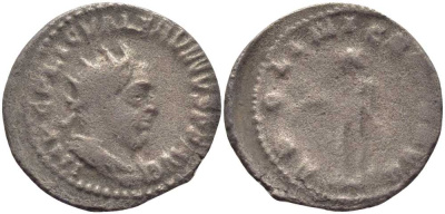 Римская Империя антониниан 256 - 257 Валериан, IMP C P LIC VALERIANVS P F AVG / APOLINI CONSERVA, Рим, fine RIC 72 серебро 1073-6-102