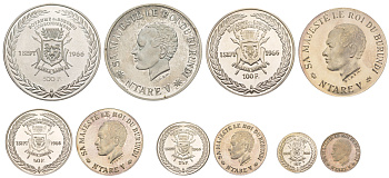 Бурунди полный набор из 5 монет (10, 25, 50, 100 и 500 франков 1966 Коронация Нтаре V X 6, 7, 8, 9 и 10 серебро PROOF 00-816-75