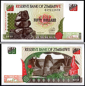 Зимбабве 50 долларов 1994 Pick 8 a бумага UNC (пресс) 7147-39-1-2