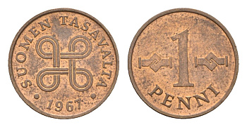 Финляндия 1 пенни 1967 KM 44 медь 4684-167